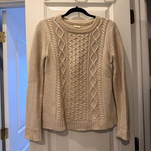 SIZE M | J. Crew Wool Blend Beige Cable Sweater